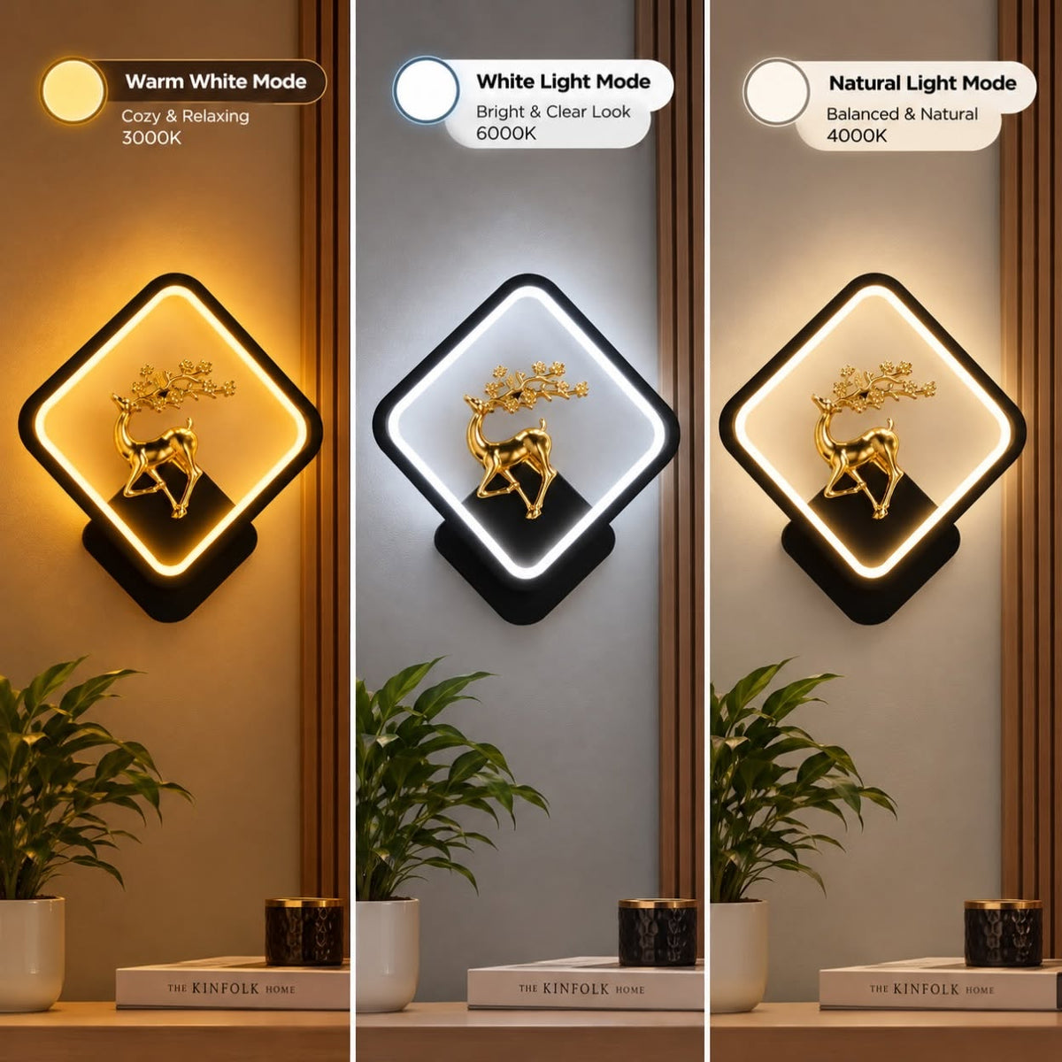 Premium Deer Wall Light – Pack of 2 | 3 Light Modes